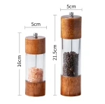 Premium Acrylic Salt and Pepper Grinder Salt Shakers Manual Wooden Salt Spices and Pepper Mills with Adjustable Ceramic Core