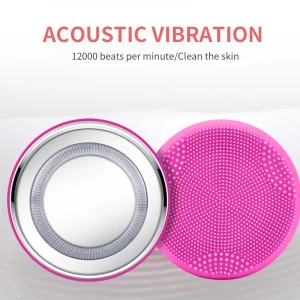 Private Lable  Rechargeable Massager Device Ultrasonic Smart Electric Face Sonic Silicone Facial Cleansing Brush With LED  Case