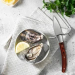 Professional Anti-slip Ergonomic Wood Handle Kitchen Outdoor Red Stainless Steel Oyster Shucker Clam Knife