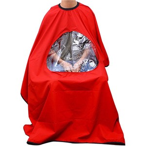 Professional Red Barber Hairdressing Haircut Cloak Transparent Hair Cutting Cape