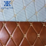 quilted pu leather car fabric / car genuin leather fabric / quilted car seat fabric with sponge