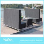 Rattan restaurant furniture booth seating set for outdoor