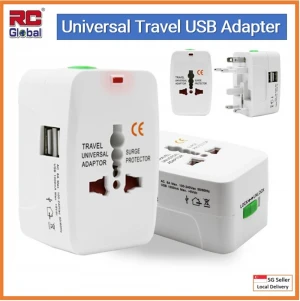 RC-Global 2 USB Charging All in One Universal Worldwide Travel Wall Charger AC Power AU UK US EU Plug Adapter Adaptor