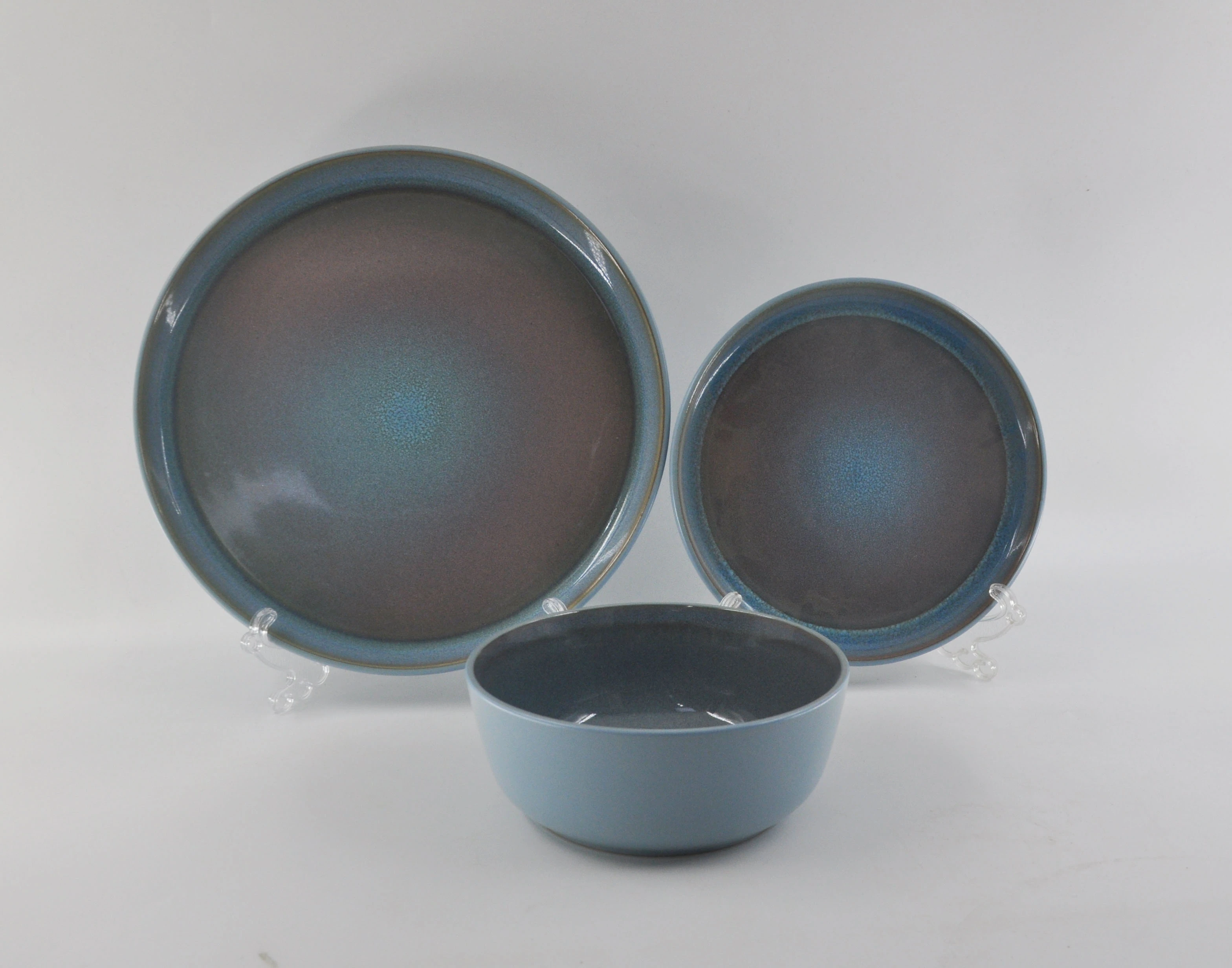 reactive glaze 16 Pcs ceramic dinnerware set stoneware blue dinner set