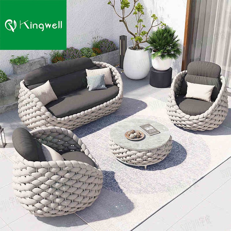 Ready to Ship Rope Weave Lounge Sofa Patio Furniture Garden Chouch Outdoor Sofa for Hotel