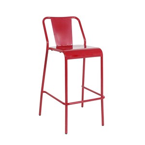 Red Color Industrial Aluminum Bistro Hotel Lounge Furniture Short Back Counter Modern Metal High Bar Stool Chair