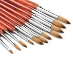 Red Wood Handle Nails Brush Pure Kolinsky Nail Art Brushes Kolinsky Acrylic Nail Brush