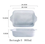 Restaurant rectangle white marble color pie pan baking stoneware ceramic bakeware dish