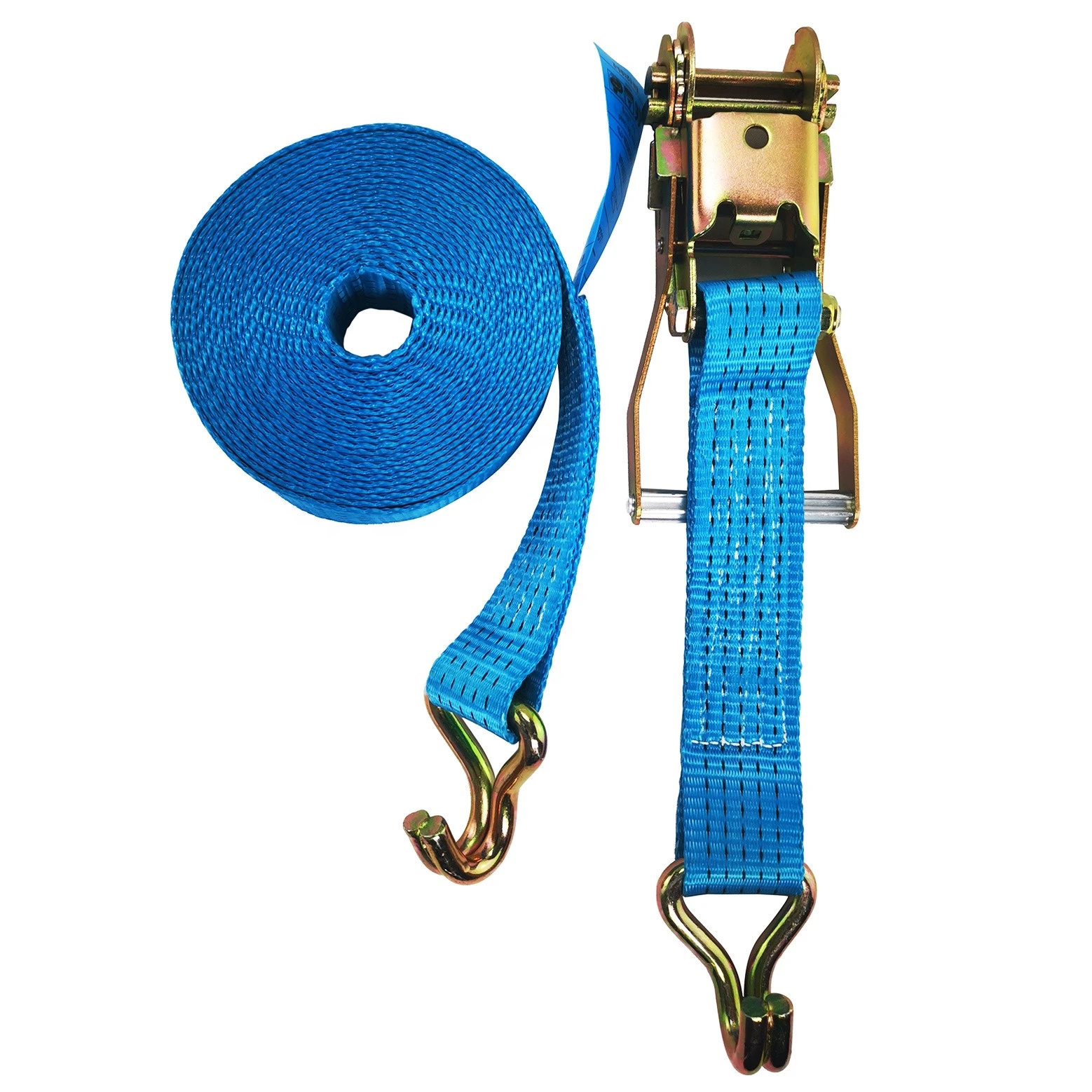 Retractable Heavy Duty Cargo Lashing Polyester Ratchet Strap Ratchet Tie Down Straps With J Hooks
