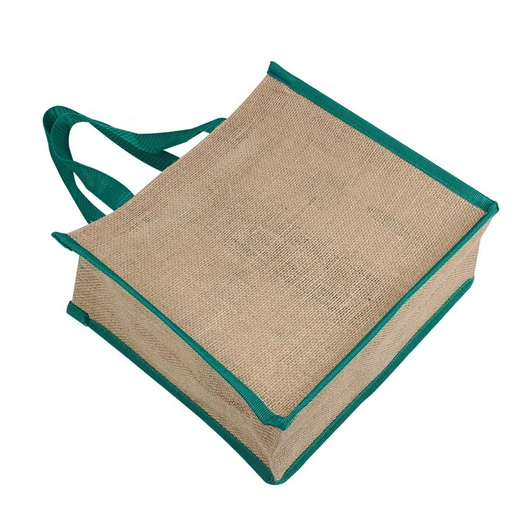 Reusable Original Color Linen Jute Tote Bag Custom Printed For Shopping