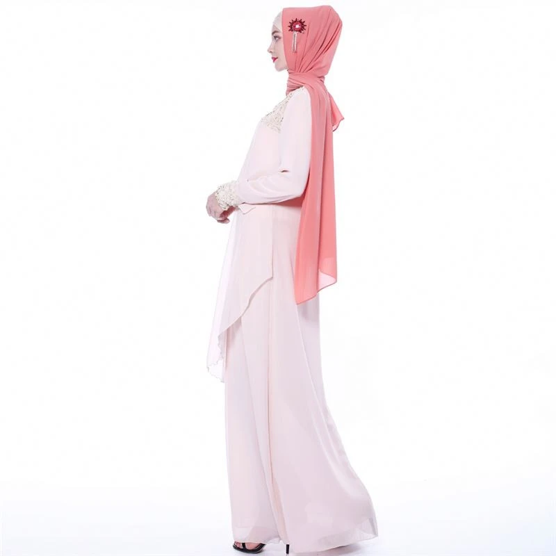 Robe Musulmane Abaya Cardigan Fashion Eid Muslim 2 Piece Prayer Garment Belt With Jilbab Mordern Islamic Clothing