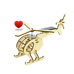 RoHS DIY Solar energy Helicopter 3d Wooden Puzzle Creative Craft gift toy for X&#39;mas Birthday Valentine&#39;s Day for Kids or Adults