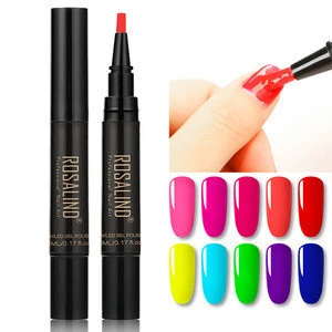 Rosalind oem private label 5ml nail art salon gel nail polish pen soak off neon color uv gel polish pen for wholesale