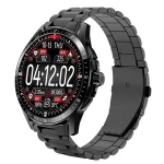 Round Shape Smart Watch Sports with black stainless steel Bt calling Body temperature health monitor