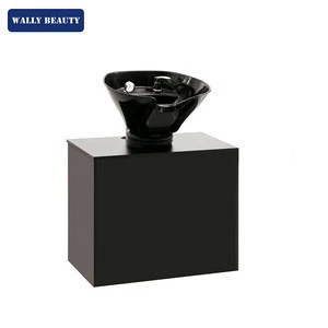 salon equipment portable shampoo chair black ceramics shampoo bowl with Accessories black MDF base Wally Beauty WL-U3307
