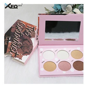 Shinny Eyeshadow Palette With Mirror Private Label Shimmer Pressed Glitter Eyeshadow Pigment 6 Colors