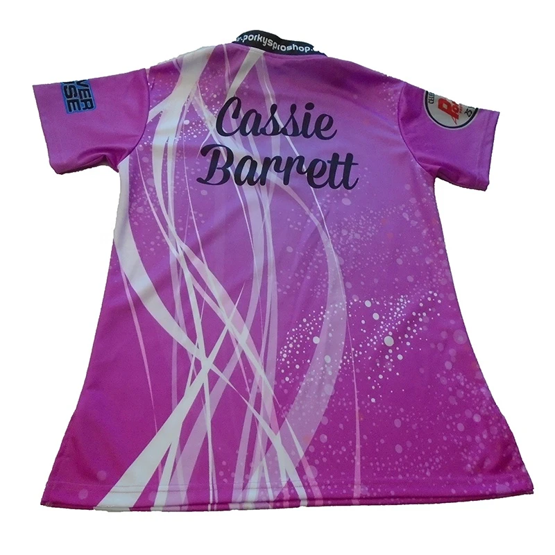 Short sleeves light custom full sublimation dart jersey quick dry breathable bowling polo shirts