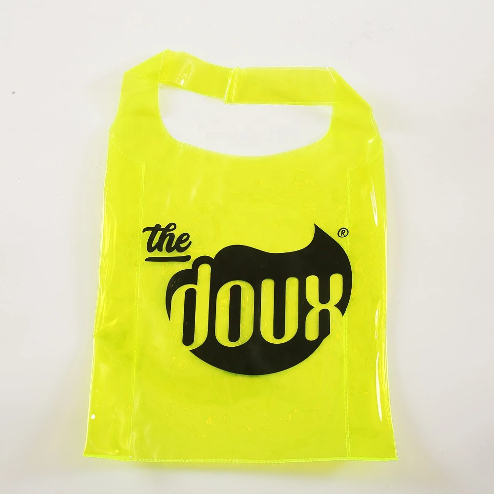 size custom clear transparent plastic pvc beach tote handbag shopping bag pvc promotional bag