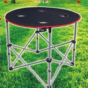 Small folding portable custom aluminum camping wholesale outdoor furniture table with cup holder