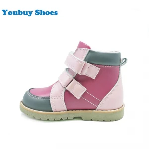 Small order quantity latest style girls running shoes genuine leather safety orthopedic boot shoes for kids