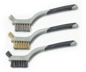 Soft grip mini steel, nylon and brush wire brush
