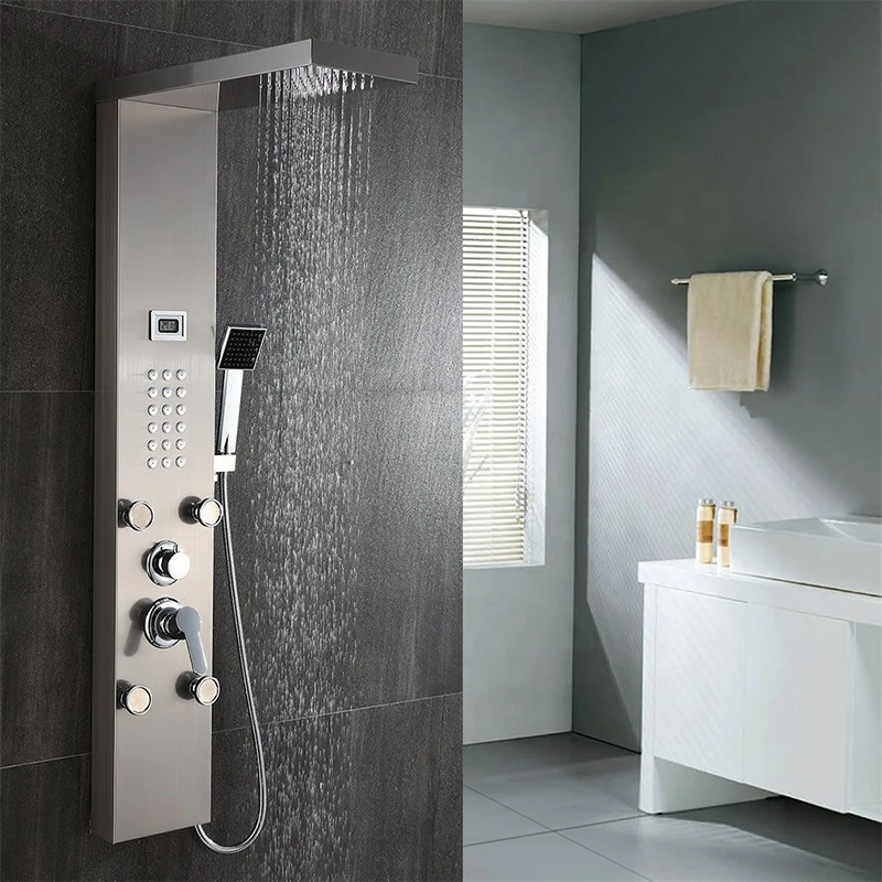 Special Hot Sale Stainless Steel Shower Massage System Water Temperature Sensor Hand Shower Set Shower Panel