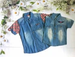 Special sale short sleeves Designed Baby Boy denim T shirt for kids 2018.