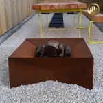 Square Metal Corten Steel Rusty Heating Brazier Barbecue Fire Pit