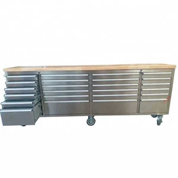 Stainless steel 96" tool chest  24 drawer  work bench