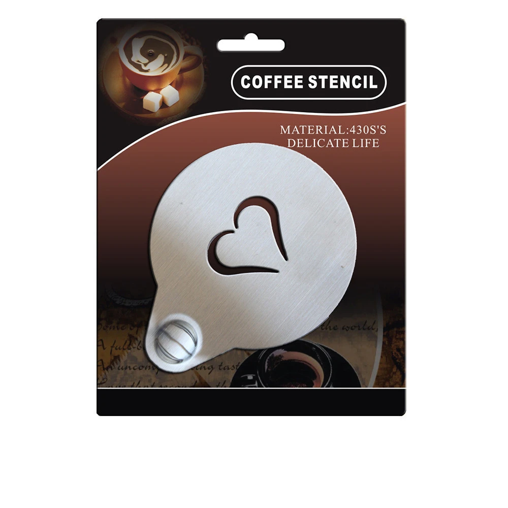 Stainless steel coffee templates cappuccino decorating customized coffee stencil accessories