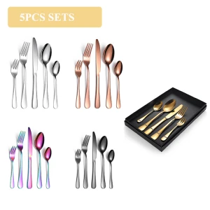Stainless Steel Cutlery Titanium Spoon fork knife Kitchen Wedding Multicolour Flatware Set