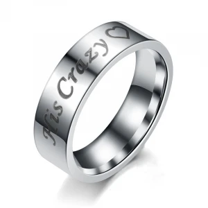 Stainless Steel Ring Wholesale Fashion His Crazy Her Weirdo Couple Jewelry Silver Stainless Steel Ring