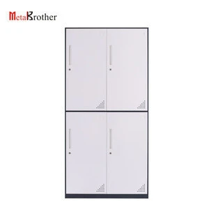 Steel Wardrobe With Mirror Furniture 4 Doors Metal Wardrobe Cabinets For Bedroom Clothes Storage Wholesale Cheap Price