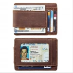 Strong Magnet Money Clip Genuine Leather RFID Money Clip
