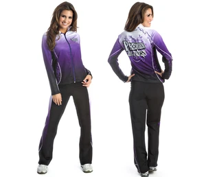 Sublimation printing cheerleading warm up,custom design training track suit,womens cheer jacket & pants