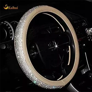 Summer Cool Crystal Steering Wheel Cover,with PU Leather