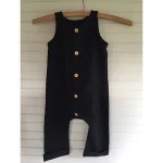 Sweet baby boy Overalls with washed linen, Newborn baby romper for summer