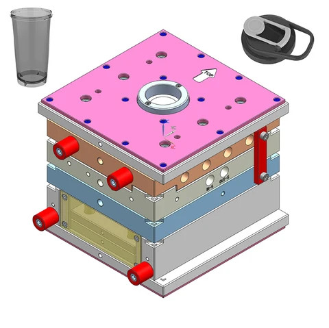 Taizhou Injection Manufacturers Two Color Plastic Bottle Mold With Screw Cap Plastic Injection Mold