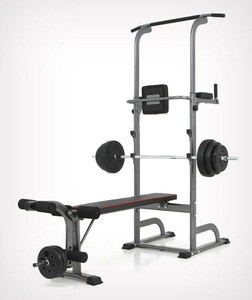 The rack workout station flat bench adjustable dip station