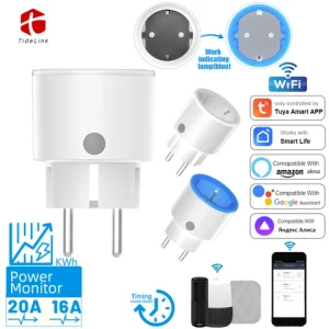 TideLink glow 16A Tuya wifi Smart Home Wireless Remote Control Power Sockets EU Wifi Smart Plug With Alexa And Google