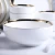 Import Top quality 26pcs white ceramic dinnerware set god rim Porcelain round cheap dinner set from China