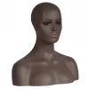 Training  Female mannequin head With Shoulders Busts Dark Skin Brown Head For Display