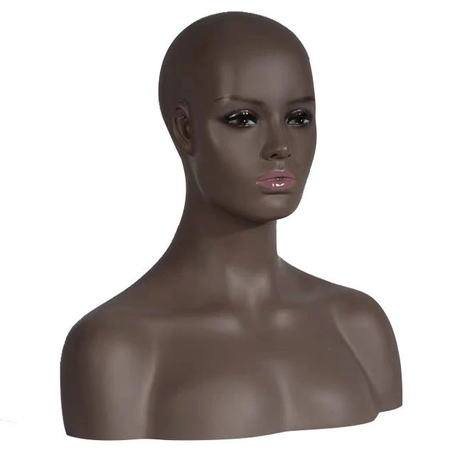 Buy Training Female Mannequin Head With Shoulders Busts Dark Skin Brown  Head For Display from Huaining Luoben Clothing Model Props Co., Ltd., China