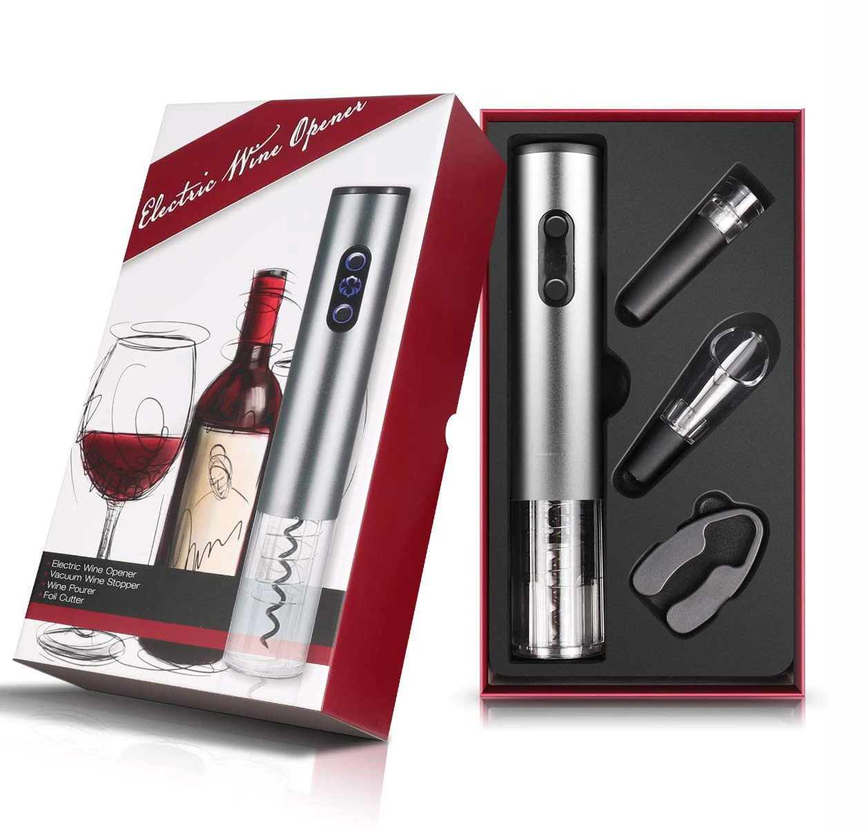Trending 2019 gadgets Wine Accessories Electric Wine Opener corkscrew Set Amazon wedding favors wine stopper set gift