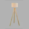 Tripod Wood Floor Lamp Decoration Lighting 3 Legs Standing Lamps With Drum  Fabric Shade