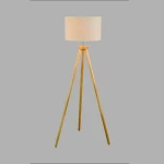 Tripod Wood Floor Lamp Decoration Lighting 3 Legs Standing Lamps With Drum  Fabric Shade