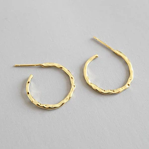 Unique 18K Real Gold plated irregular hoop Earrings