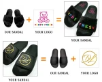 Unisex Slippers Designer Custom Logo Black Plain Footwear Mens Slides Sandals Women