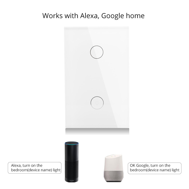 Buy Us 2 Gang Wifi Smart Wall Touch Switch Glass Panel App Remote ...