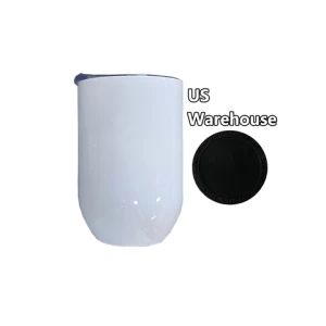 US WAREHOUSE STOCK  Blank white sublimation straight 12oz white wine coffee mug with lid For Heat Press Printing
